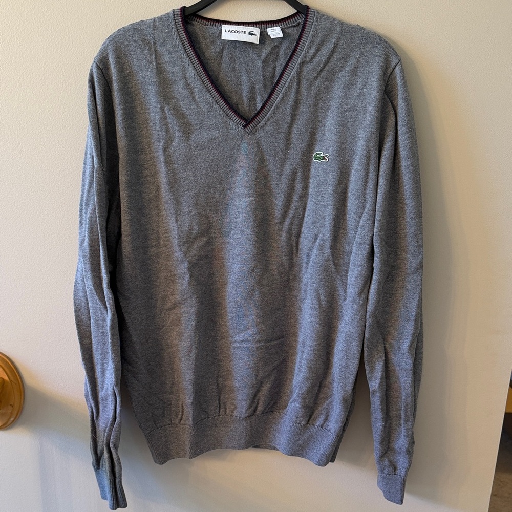 Lacoste Men's Charcoal V-Neck Sweater